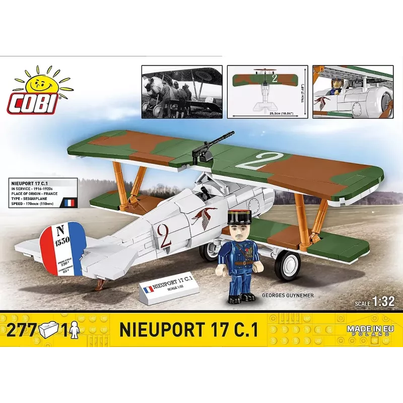 Construction Set Cobi Blocks Nieuport 17 C.1 277 pcs — Model Aircraft Kit, Collectible Brick Set