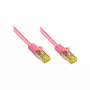 RJ45 Patch Cable with Cat.7 Raw Cable and Latch Protection (RNS®), S/FTP, PiMF, Halogen-Free, 600MHz, OFC, magenta, 1m, Good Connections® (8070R-010M)