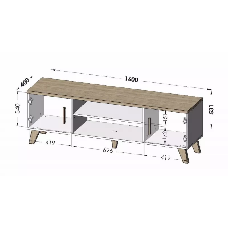 Cama TV stand LOTTA 160 2D2K wotan oak/mat black
