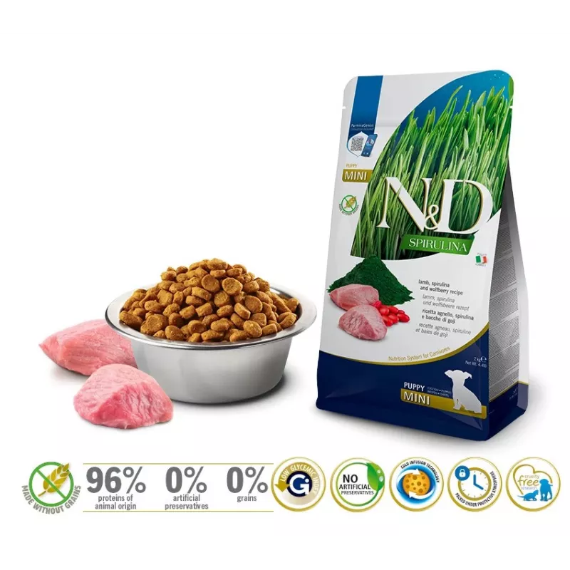 FARMINA N&D Spirulina Lamb Puppy Mini - dry dog food - 2 kg