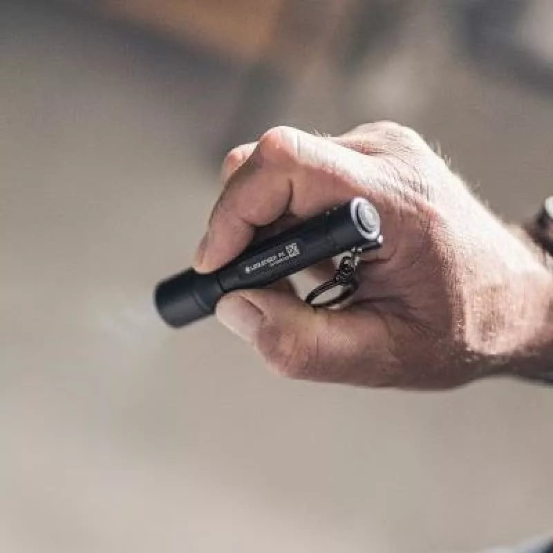 Keychain flashlight Ledlenser P3 Black — compact aluminium LED torch, AAA, up to 130 lm, IP54, 3 power levels