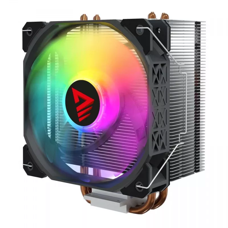 CPU air cooler SAVIO SAVGCOVORTEXX2ARGB with 4 heat pipes, 120mm ARGB fan, black