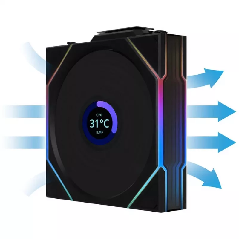 Fan Lian Li 12TLLCD1W1B 12 cm Black 1 pc 0.2-2300 RPM