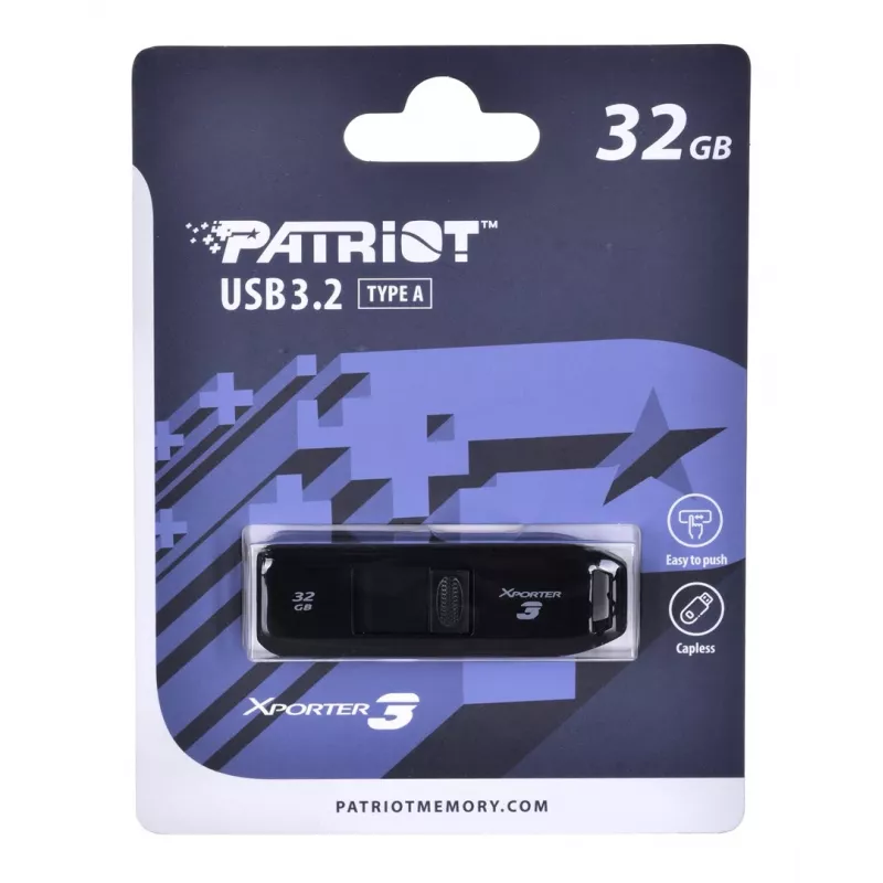 USB flash drive PATRIOT Xporter 32 GB USB Type-A 3.2 Gen 1, read 80 MB/s, slide design, black