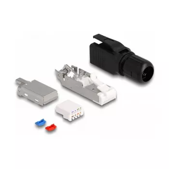 DeLOCK RJ45 Plug field assembly Cat.6A Black Straight Connector