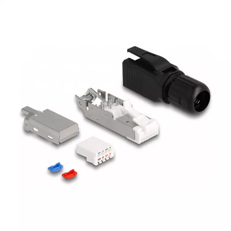 DeLOCK RJ45 Plug field assembly Cat.6A Black Straight Connector