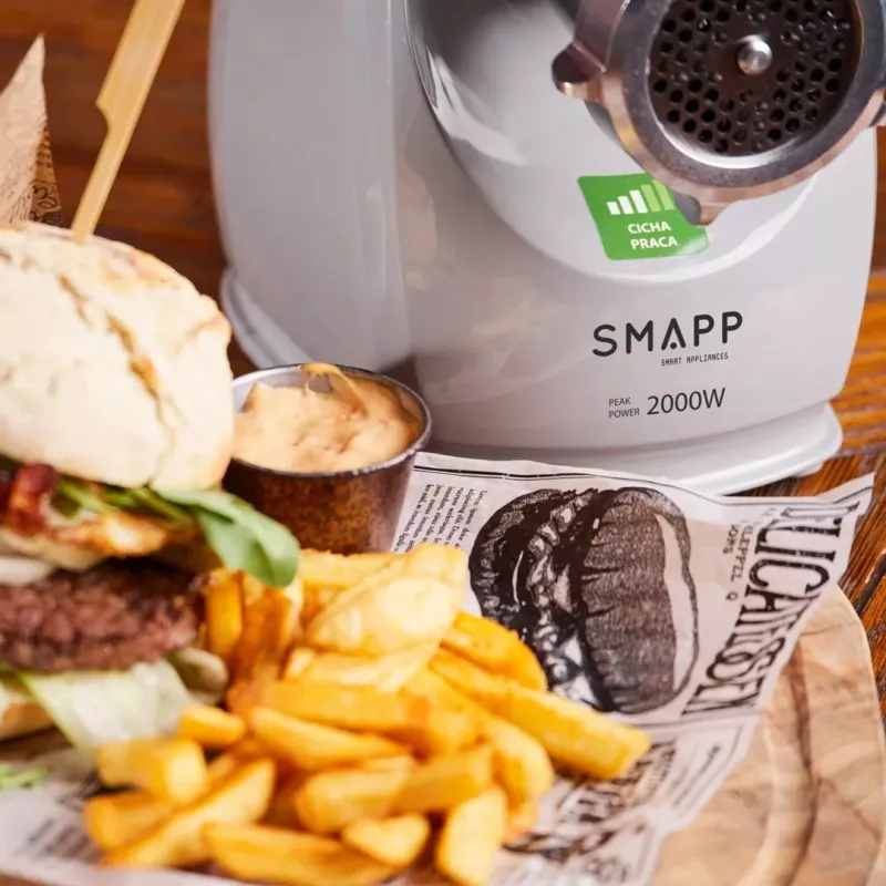 Electric meat grinder SMAPP 489.8 Graphite 2000W, 1 speed, 3 strainers, min hole 2.7 mm, max 8 mm