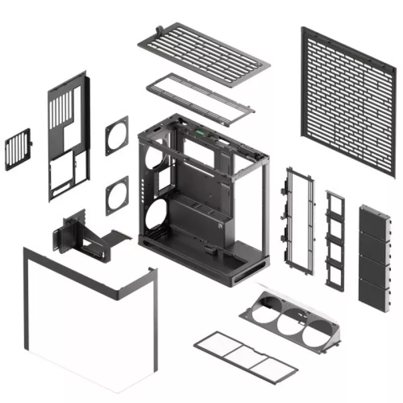 HAVN HS 420 VGPU PC Case, Midi-Tower, E-ATX, Tempered Glass, PCIe 5.0 Riser Cable - black