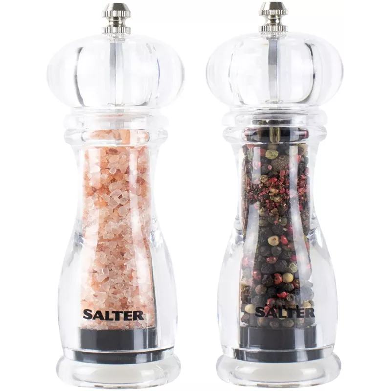 Salt & pepper grinder set Salter 7606 CLXR Transparent