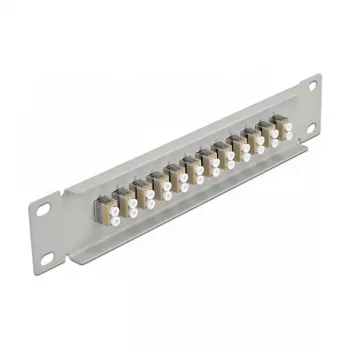 Fiber Optic Patch Panel DeLOCK 10 inch 12 Port LC Duplex Beige 1U Grey