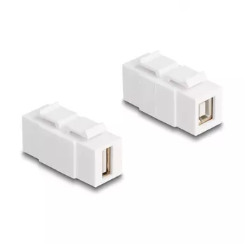 Keystone module DELOCK USB 2.0 Type-A female to Type-B female, flat, white, 16.8×40×22.1 mm