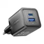 Vention FEQB0-EU indoor AC fast charger 30W, 1x USB-C, black — for smartphone, tablet, smartwatch, headphones