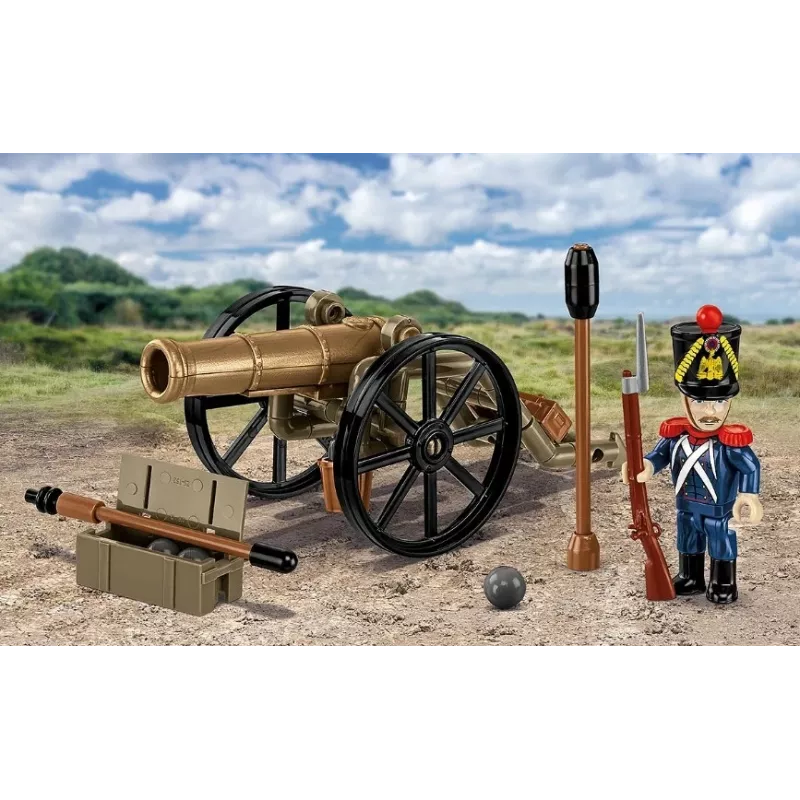 French Artilleryman with Cannon Building Blocks Set, 97 Pieces