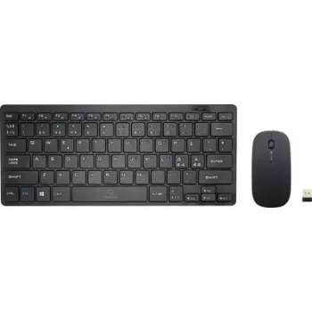 Renkforce RF-KMC-410 Wireless Keyboard, Mouse-Set German, QWERTZ Black (RF-4509132)