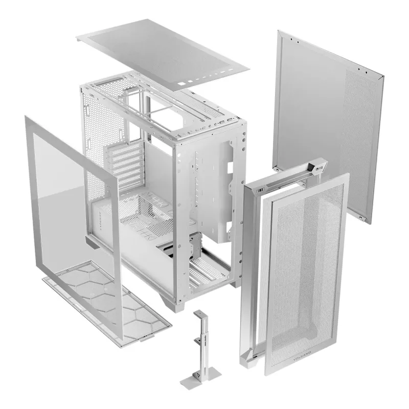 PC Case MODECOM VOLCANO EXPANSE S MIDI Tower — White, microATX, tempered glass, USB-C, supports GPU 430 mm