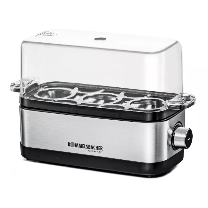 Egg cooker Rommelsbacher ER 300 — 3-egg stainless steel, 300 W, transparent lid