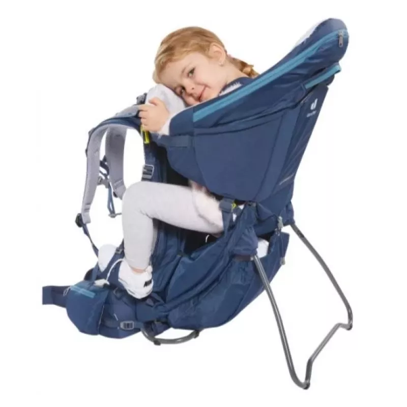 Baby carrier backpack Deuter Kid Comfort Pro, blue, polyamide, max 22 kg, sunshade, side pocket