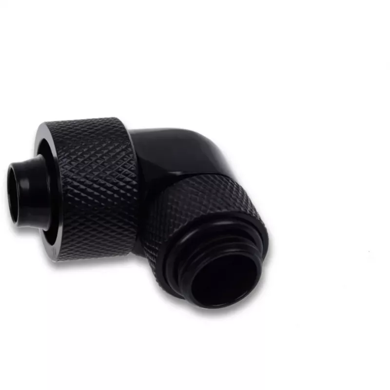 Eiszapfen 16/10mm Screw-In Fitting 90° Rotatable G1/4, black connector, for soft tubing (PVC, Silicone, Neoprene)