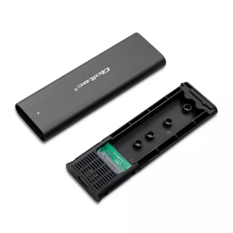 SSD enclosure QOLTEC 50312 Black for single M.2 SATA drive, USB Type-C (USB 2.0 / 3.2 Gen 1)