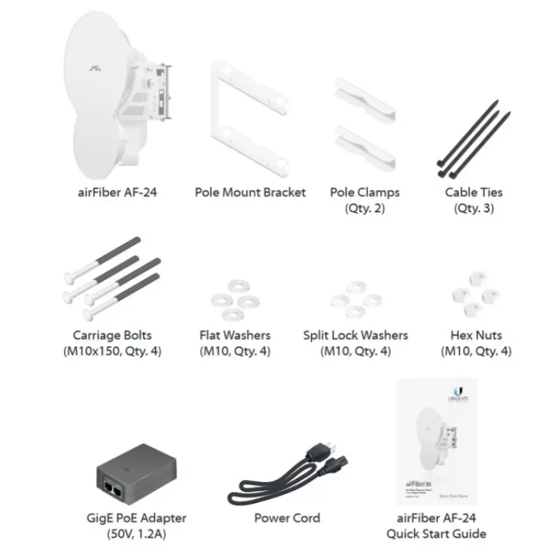 Ubiquiti AirFiber AF-24, 1.4Gbps+ Backhaul, 24GHz (price per piece) 1,4Gbps+