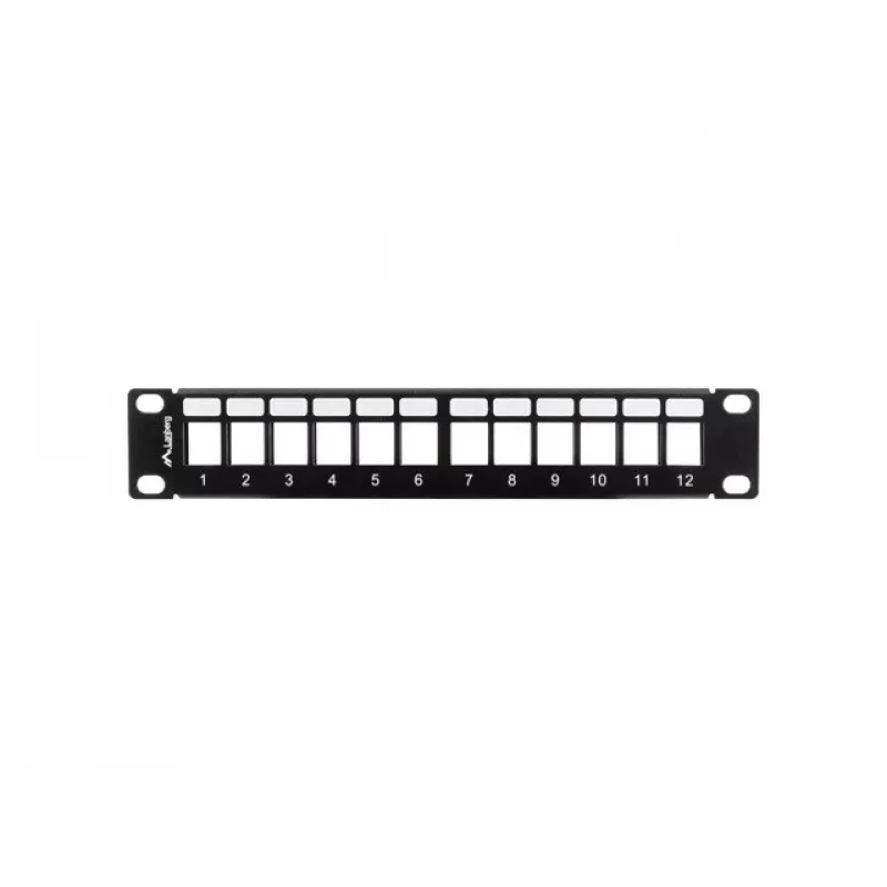 Rack blanking panel LANBERG PPKS-9112-B, 12-port, 1U, metal, grey, 254×44.5×99.3 mm