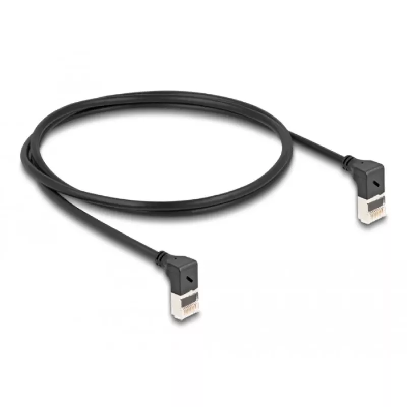 Network Cable DeLOCK RJ45 Cat.6A S/FTP Slim 90° Upwards 1m Black
