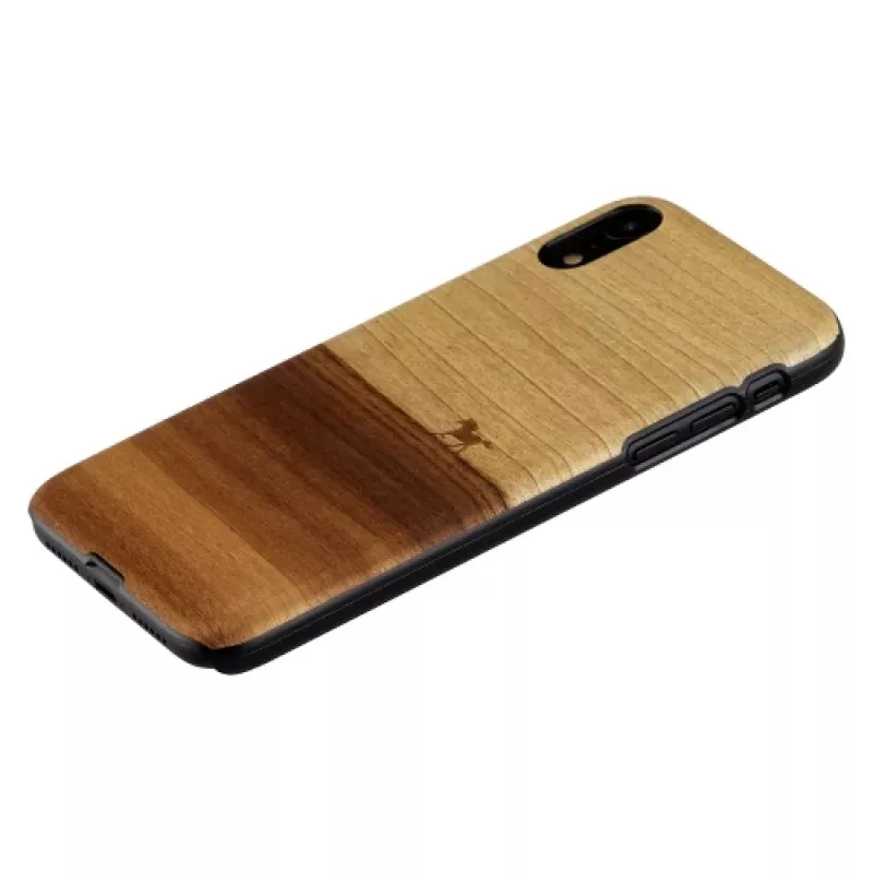 Phone case man and wood for iPhone XR — black, protective soft-shell