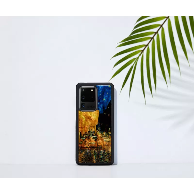 Phone case iKins for Samsung Galaxy S20 Ultra — black, model 'Cafe Terrace'