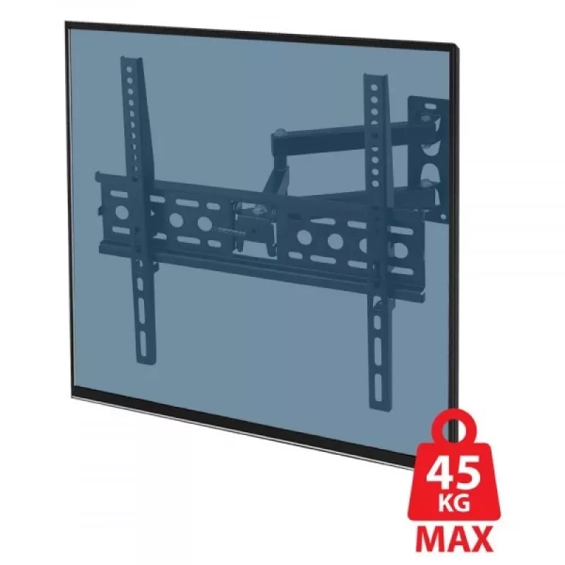 Wall TV mount ESPERANZA ERW016 for 70 inch TVs, black, 45 kg capacity, VESA 75x75–400x400, tilt 15°