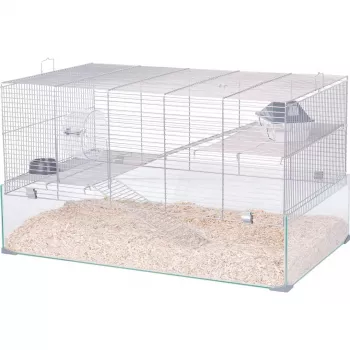 Cage ZOLUX Neolife 80 (model 205664GRI) for mice and rats — 780×450×480 mm, plastic, rod spacing 9 mm, includes bowl, grey