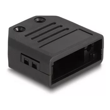 Cable boot DELOCK D-Sub housing for 9‑pin male/female, plastic with strain relief, 33.3×33.8×14.8 mm, black