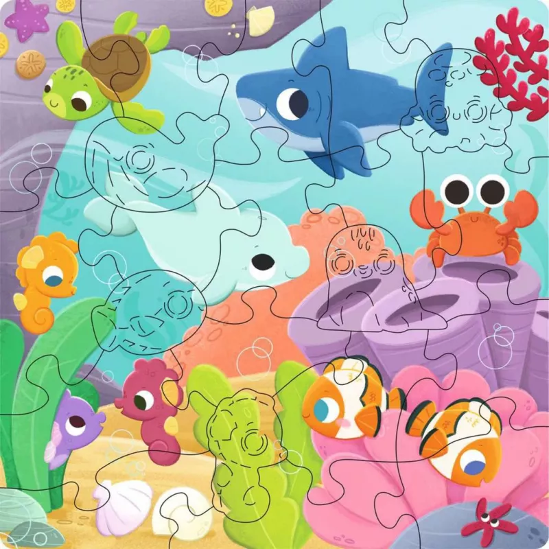 Children's wooden puzzle Ravensburger — Colourful Play of the Seas, 22 pieces
