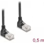 Network Cable DeLOCK RJ45 Cat.6A S/FTP Slim 90° downwards 0.5 m black