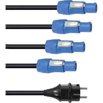 Power cable EUROLITE P-Con 1-4 3x2.5mm² — mains splitter cable for powering multiple devices