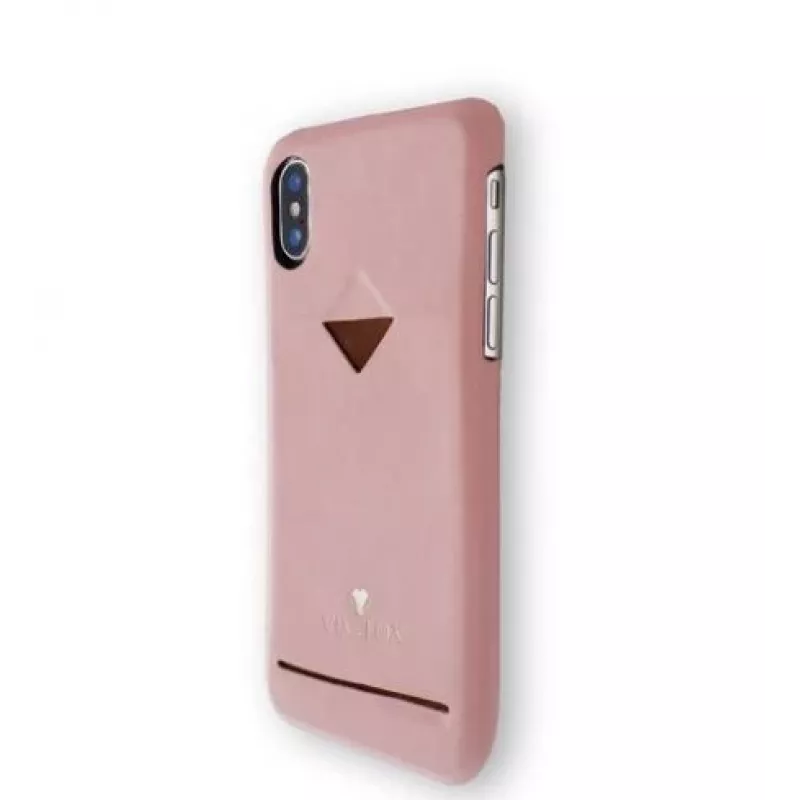 Card Slot Back Shell VixFox for iPhone X/XS — Pink protective phone case with card pocket