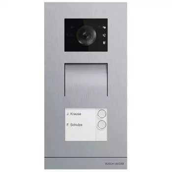 Video intercom system Busch-Jaeger A21381P2-S-03 — stainless steel outdoor unit, buttons, 135×29×277 mm, Silver
