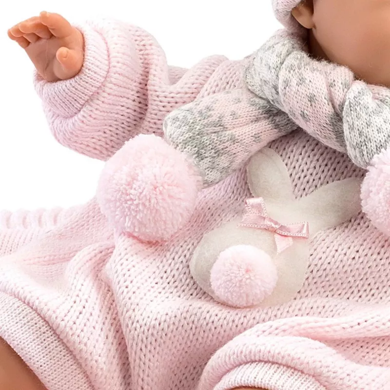 Doll Llorens Crying Doll 38938 Made of Roses, 38 cm lifelike baby doll