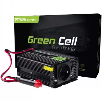 Inverter power adapter Green Cell INV06 12V to 230V 150W 50Hz Type C plug, 85% efficiency, black