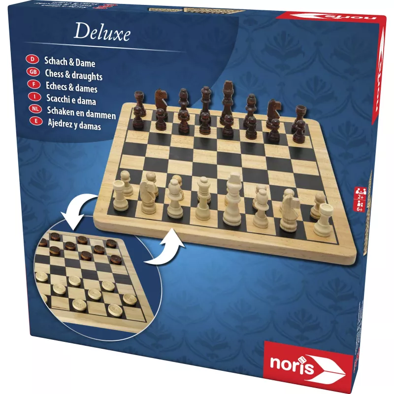 Deluxe Wood - Schach & Dame, Board Game