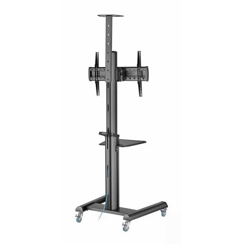 Floor TV stand Gembird TVS-70T-02 for 37 inch–70 inch screens, max 70 kg, VESA 200x200–600x400, tilt ±5°/−12°, height adjustable, caster wheels, cable management