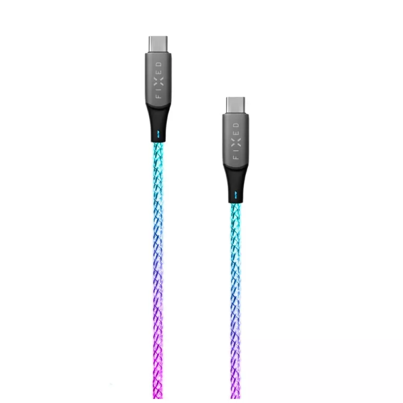 USB-C to USB-C charging cable FIXED FIXDLED-CC-RA with PD support and fixed length, integrated rainbow LED