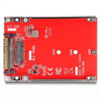 DeLOCK 2.5 inch Converter U.3 SFF-8639 to M.2 NVMe Key M 7 mm Red