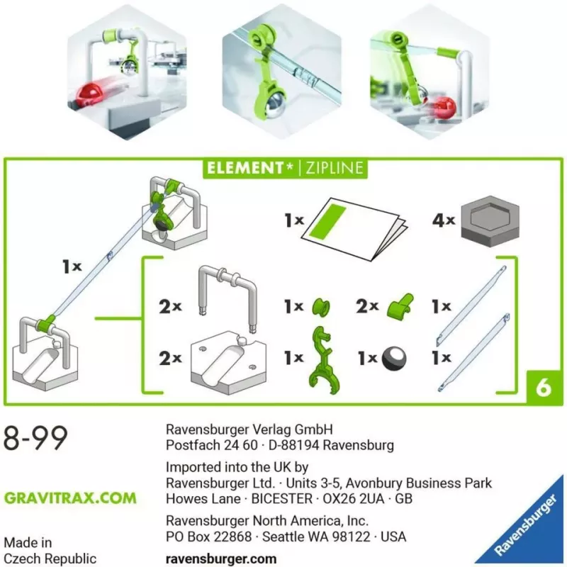 Ravensburger GraviTrax Element Zipline Accessory for Activity Skill Toys (27472)