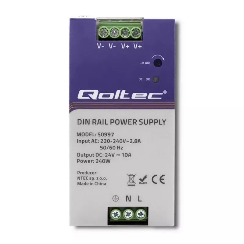 DIN rail power supply QOLTEC 50997 240W 24V 10A