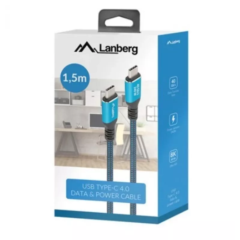 Cable USB-C M/M USB4 1.5M 240W 60HZ Black-Blue