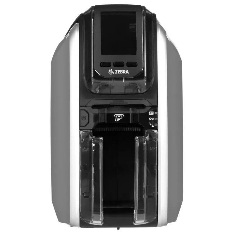 Plastic card printer Zebra ZC300 — Dye-sublimation/Thermal transfer, 300x300 DPI, LCD, 100-sheet input, Ethernet, Silver/Black