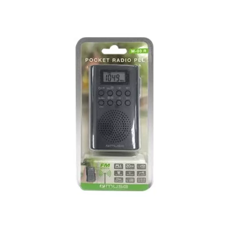 Portable radio Muse M-03 R with FM PLL tuning, LCD display, external antenna, black