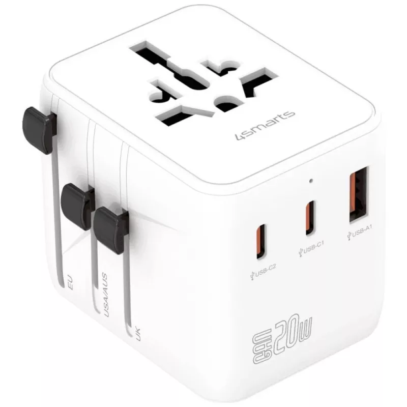 Travel adapter 20W GaN Nomad 2xUSB-C + 1xA