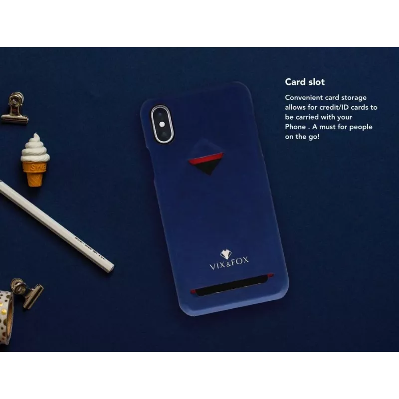Card Slot Back Shell VixFox for iPhone 7/8 Plus — navy blue, rear protective shell with card pocket