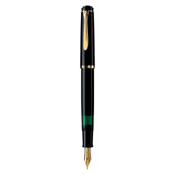 Pelikan M200, Black, Gold, Integrated Filling System, Resin, Gold, Italic Nib, Gold, Stainless Steel